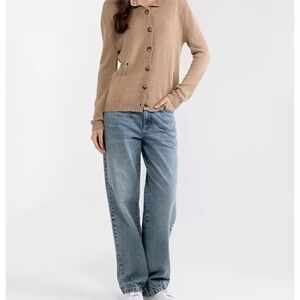 Zara Knit Linen Blend Cardigan With Ripped Details NWT Size Medium